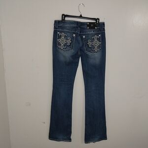 Miss Me Size 30 Wen's Blue Flare Jeans with Embellished Pockets